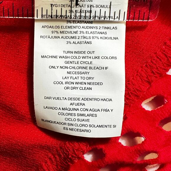 Michael Kors Short Sleeve Mesh Panel Fit and Flare Mini Dress Red Evening Party - Picture 11 of 11